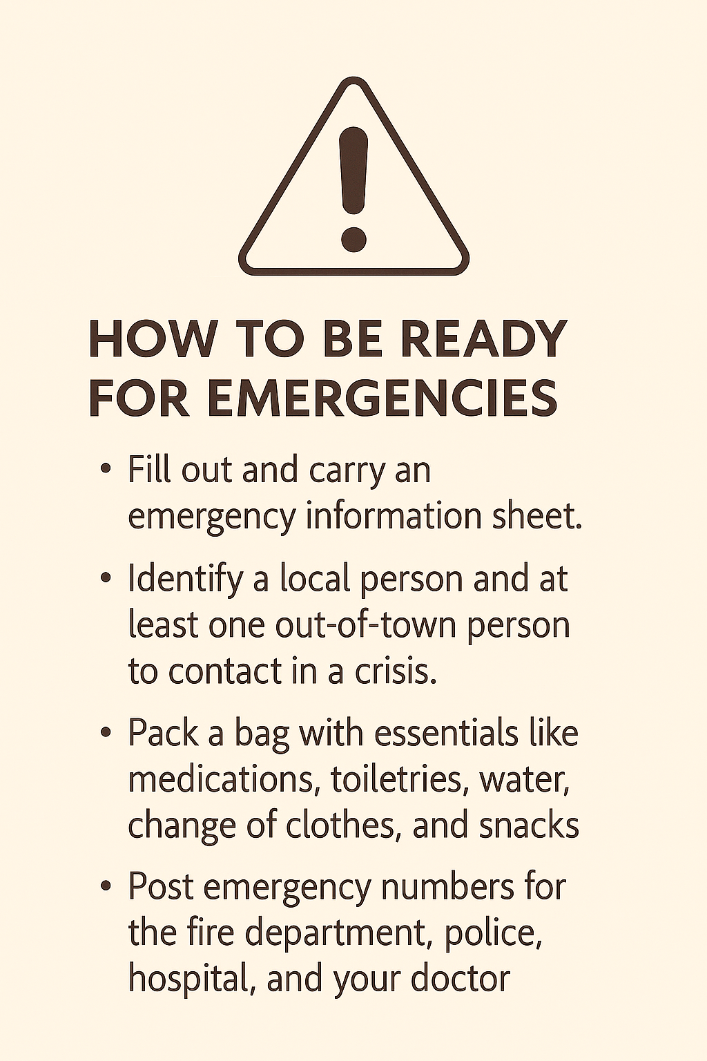 Plan For Emergencies